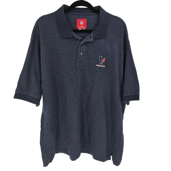 NFL Mens 2XL Houston Texans vintage 02 blue embroidered short sleeve polo waffle - Picture 1 of 8